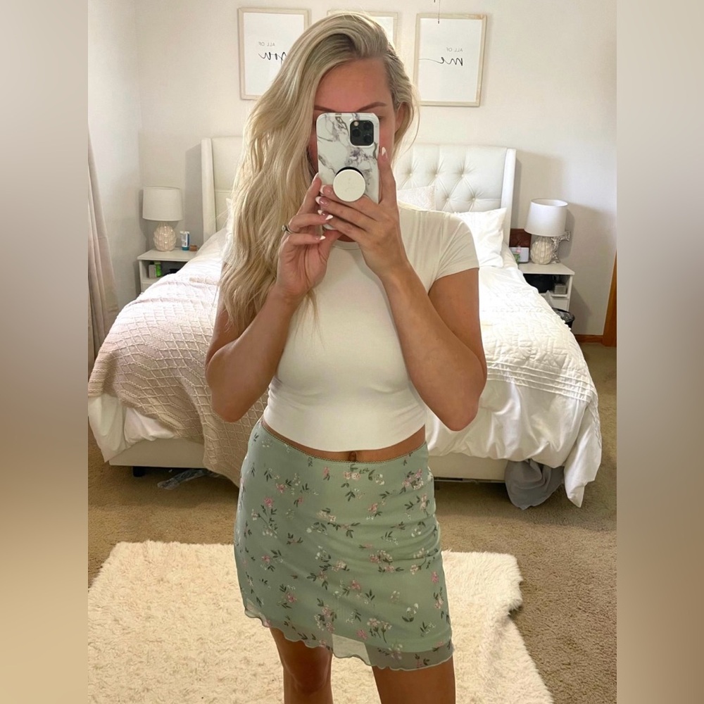 Sheer Floral mini skirt